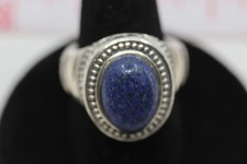 Bali-Style Sterling Silver Filigree Dangle Earrings with Oval Lapis Lazuli / Blue Stone Cabochons — listing 5