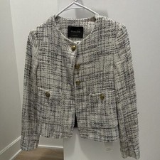 Massimo Dutti Men's Brown Herringbone Tweed Blazer with Suede Collar — listing 3