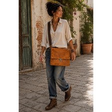 Campomaggi Cognac Leather Studded Hobo Shoulder Bag with Multicolor Cabochons — listing 3