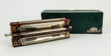 Vintage Tremolo Harmonica with Engraved Cover Plates in Fitted Red Case — listing 2