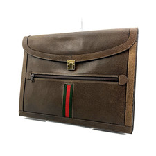 Vintage 1997 Gucci Brown Pigskin Leather Briefcase with Push-Lock and Shoulder Strap, listing 2