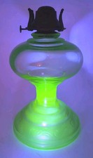 Antique Green Uranium/Vaseline Glass Kerosene Oil Lamp with Greek Key Pattern — listing 4