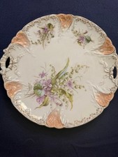 Antique German Porcelain Handled Cake Plate with Water Lilies — listing 2