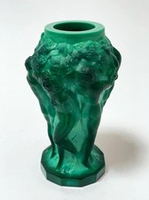 Czech Malachite Glass Covered Box with Figural Gnome/Dwarf Finial — listing 2