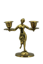 Vintage Brass Figural Lady Table Bell (Victorian Woman in Crinoline Dress) — listing 3