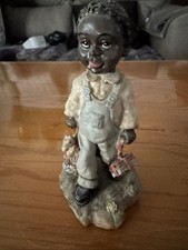 Vintage Ceramic Black Americana Figurine, Seated Figure on Base — listing 2