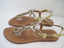 Mystique Sandals Light Blue Denim Slides with Multicolor Crystal Buckle Embellishment, Size 11 — listing 4