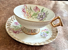 Princess China Hand Painted Occupied Japan Saucer with Burgundy & Gold Design