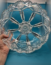 Cut Crystal Footed Bowl with Scalloped Rim, Fan and Star Pattern — listing 3