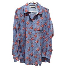 Men's Short-Sleeve Flamingo Print Button-Up Shirt