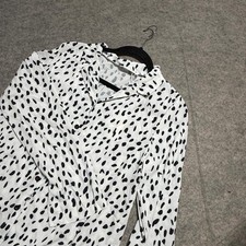 ECOWISH Women's Dalmatian Spot Print V-Neck Blouse, Size S — listing 2