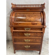 Antique Victorian Eastlake Walnut Writing Desk with Gallery Back and Slant Panel — listing 2