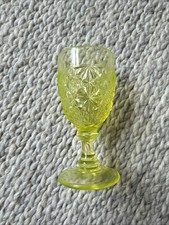 Uranium Green Glass Water Goblet with Thumbprint/Coin Dot Pattern, 5 inch — listing 4