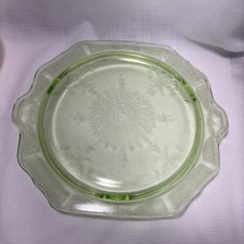 Anchor Hocking Princess Green Uranium Depression Glass 10" Handled Cake Platter — listing 6