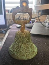 Antique Cast Bronze Bell with Cast Lettering and Iron Yoke — listing 2