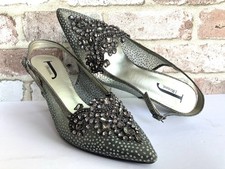 J. Renee Rhinestone-Embellished Leopard Print Slingback Kitten Heels, Size 7M — listing 6