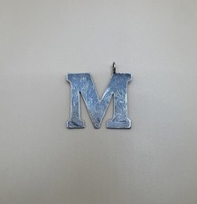 Vintage Rectangular Initial 'R' Charm Pendant with Amber Glass and Textured Back