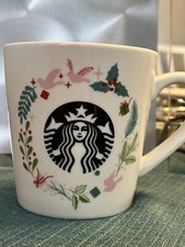 Starbucks 18 oz Holiday Ceramic Mug with Painted Red/Green Brushstroke Design and Siren Logo — listing 2