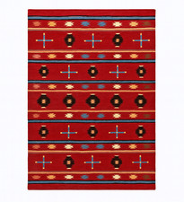 Vintage Southwestern Style Wool Flat-Weave Rug with Figural Yei-Style Motif — listing 3
