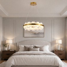 Contemporary Alabaster Panel Pendant Light with Brass Canopy — listing 5