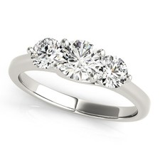 Three-Stone Round Brilliant Diamond Ring in White Metal Setting — listing 4