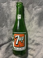 Vintage 7up Green Glass ACL Soda Bottle, 7 Fluid Ounces, "You Like It, It Likes You" Slogan — listing 6