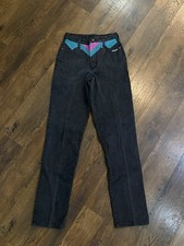 Roughrider Vintage Denim Western Snap Shirt with Black Butterfly Embroidery & Rhinestones, Medium — listing 2