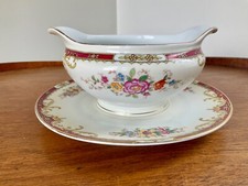 MZ Czechoslovakia Ivory Porcelain Gravy Boat with Attached Underplate Floral — listing 3
