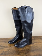 Vintage Tall Leather Riding Boots, Cognac/Oxblood Brown, Stacked Leather Heel — listing 2