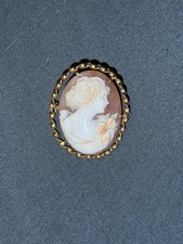Antique Carved Shell Cameo Brooch, Diana/Luna Goddess with Crescent Moon, listing 5