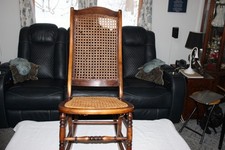Antique Empire-Style Mahogany Sewing/Nursing Rocker with Caned Seat — listing 2