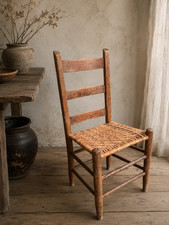 Antique Primitive Ladderback Side Chair with Woven Splint Seat — listing 5