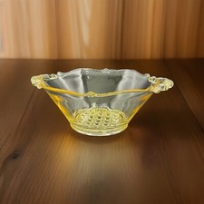 Vintage Yellow Uranium/Vaseline Depression Glass 3-Section Divided Grill Plate, 10 inch, Cameo/Etched Pattern — listing 5
