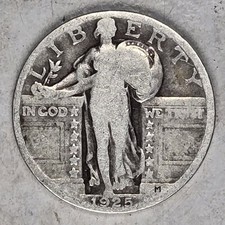 Standing Liberty Silver Quarter, Type 2 (1917-1930), Date Partially Worn Date readable