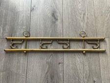 Vintage Brass Standing Coat Rack / Hall Tree with Curved Hooks and Tripod Base — listing 4