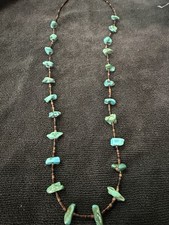 Southwestern Turquoise Nugget Bead Necklace with Silver Accents
