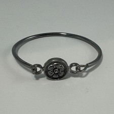 Silver Hook and Eye Bangle Bracelet with Wire-Wrapped Detail — listing 6
