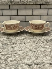 Vintage Brown Transferware Floral Teacup — listing 3