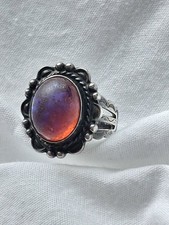 Vintage Figural Dragon/Foo Dog Ring with Small Red Stone, Gold-Tone Metal 10K/14K gold karat mark — listing 5