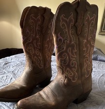 Justin Boots Men's Western Cowboy Boots, Style TX7002, Two-Tone Tan & Brown Leather, Size 10.5 D — listing 4