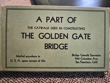 Golden Gate Bridge Pen and Ink Style Print, Signed, in Gold Metal Frame