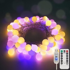 Battery-Operated LED String Light Set with Frosted Globe Bulbs and Battery Pack