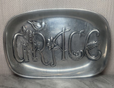 Wilton Armetale Bruce Fox Design Shell-Handle Oval Bread Tray — listing 4
