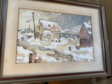 Framed Landscape Print on Canvas — Country Village with Church, Mill, and Flower Garden — listing 4