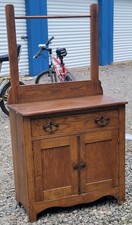 Antique Quartersawn Tiger Oak One-Door Washstand / Commode Cabinet with Drawer — listing 3
