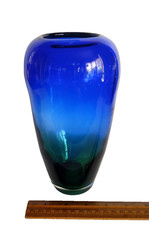 Hand-Blown Sommerso Teal Cased Glass Bud Vase — listing 6