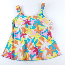 Black & White Floral Print Tankini Swim Top with Adjustable Straps — listing 2