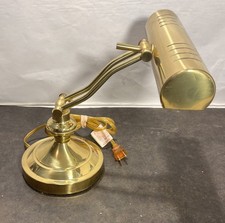 Vintage Brass Adjustable Desk/Table Lamp with Dome Shade and Ring Handle