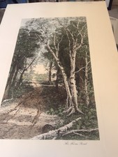 "The Farm Road" Hand-Colored Etching by Hamilton Hamilton, Framed 36" x 25" — listing 2