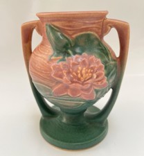 Roseville Pottery Water Lily Pattern Basket, Pink, Shape 382-12 — listing 2